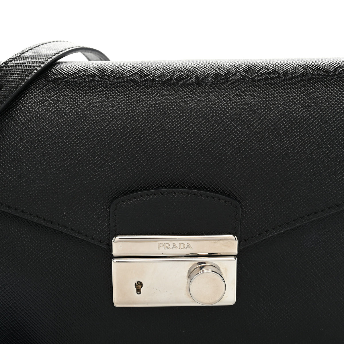 Saffiano Lux Sound Crossbody Bag Black
