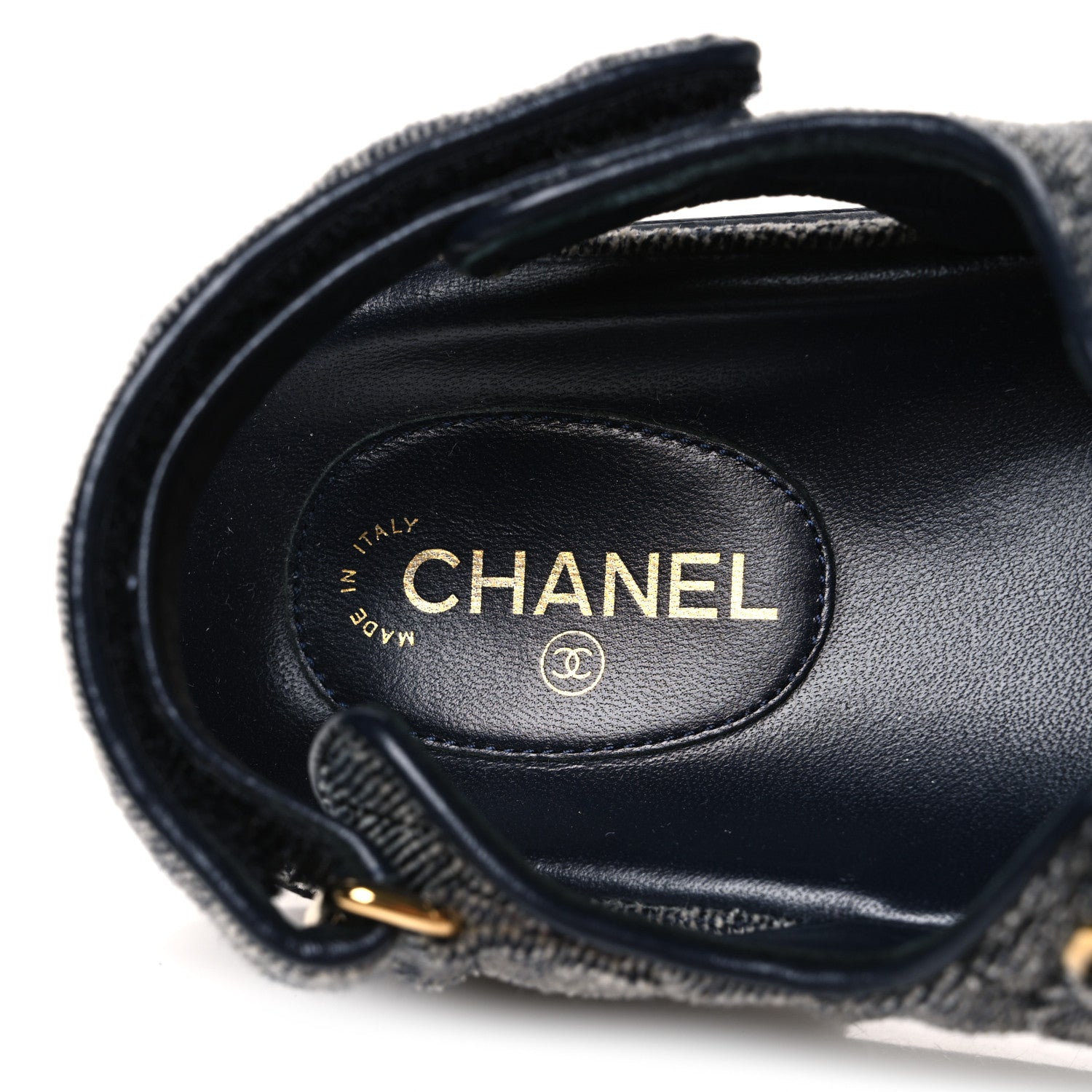 Chanel Velvet Velcro Dad Sandals 36 Grey 9 of 12