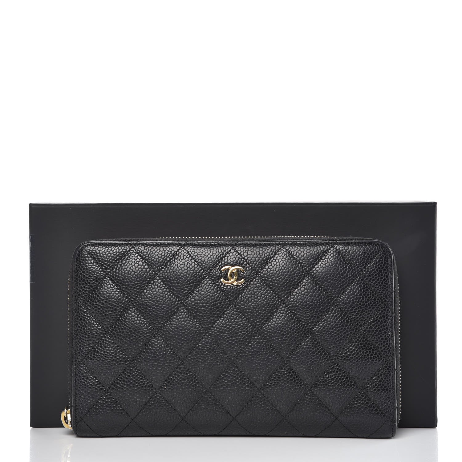 Chanel Caviar Quilted Large Zip Around Organizer Wallet Black 9 of 9