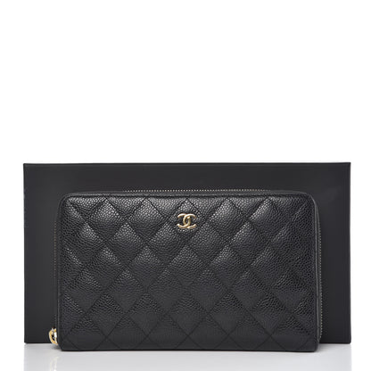 Chanel Caviar Quilted Large Zip Around Organizer Wallet Black 9 of 9