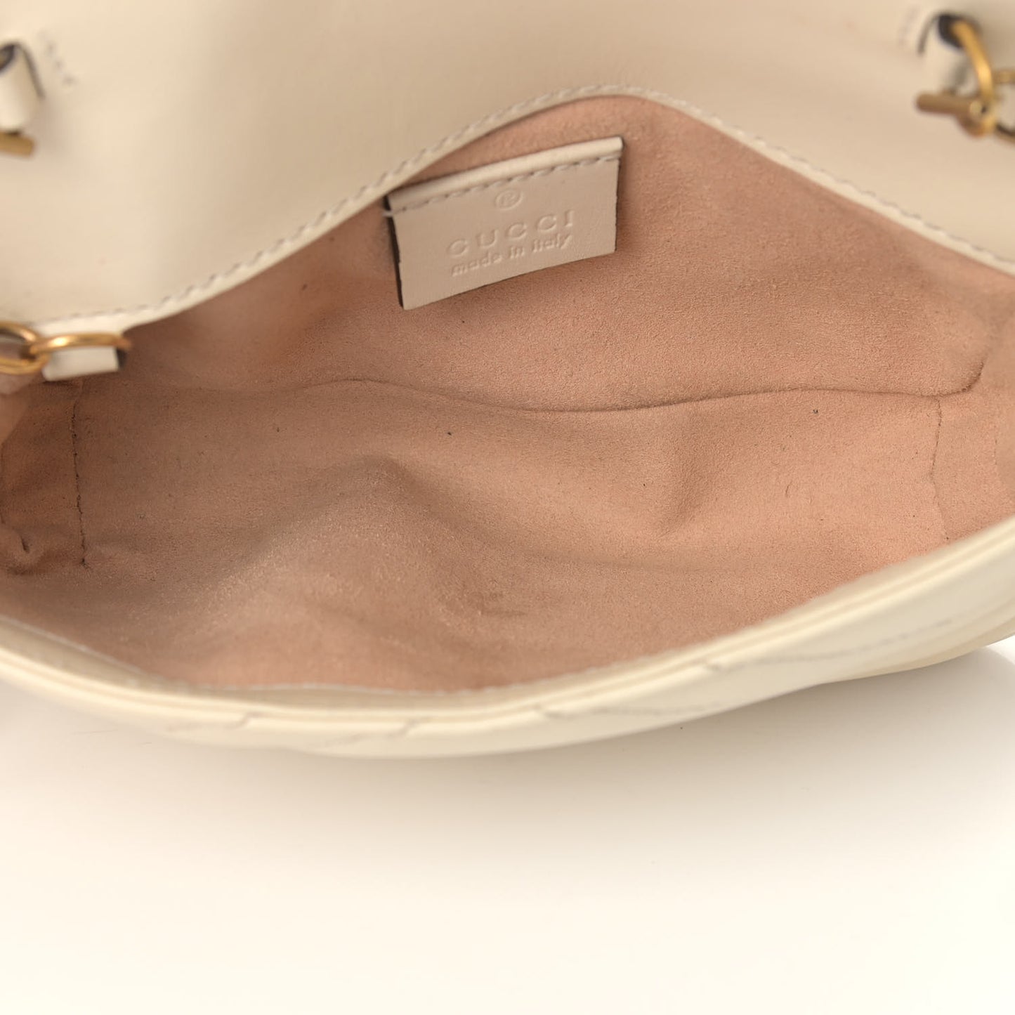 Calfskin Matelasse Super Mini GG Marmont Shoulder Bag White
