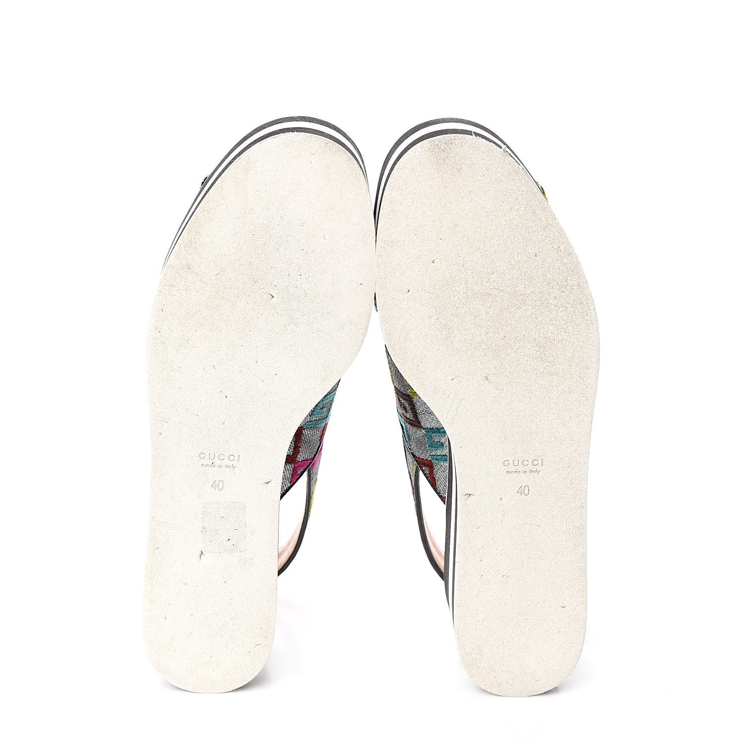 Gucci Velvet Lurex Square G Crossover Platform Sandals 40 Silver Multicolor 7 of 11