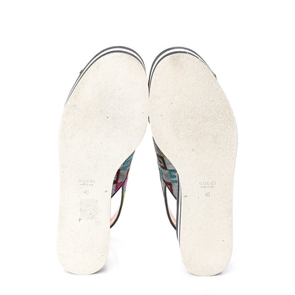 Gucci Velvet Lurex Square G Crossover Platform Sandals 40 Silver Multicolor 7 of 11