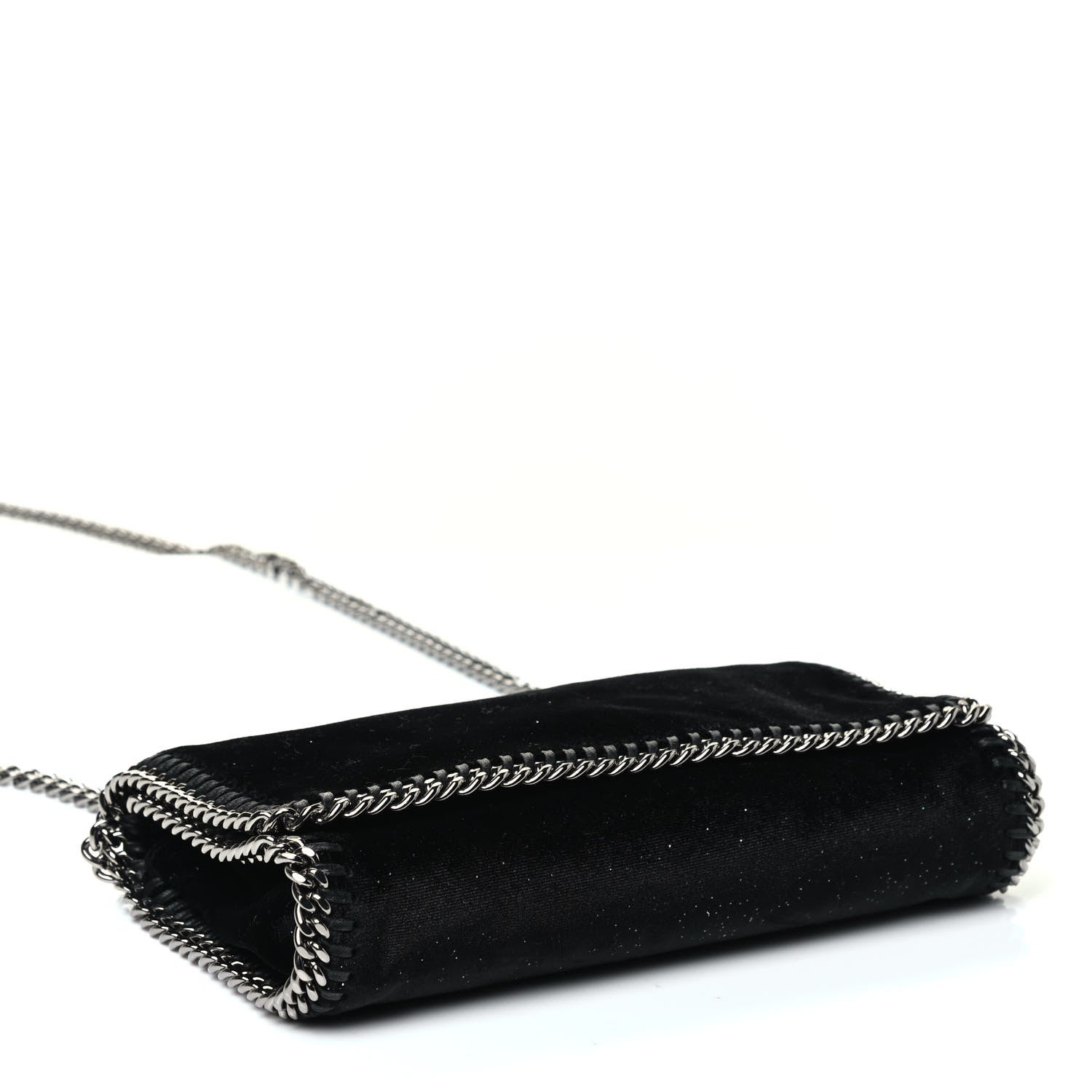 Stella McCartney Glitter Velvet Falabella Crossbody Clutch Black 3 of 4