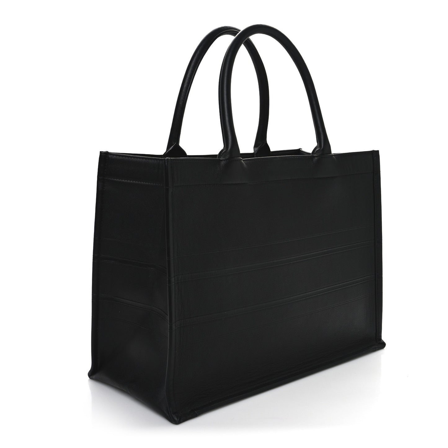 Calfskin Embossed Medium Book Tote Black