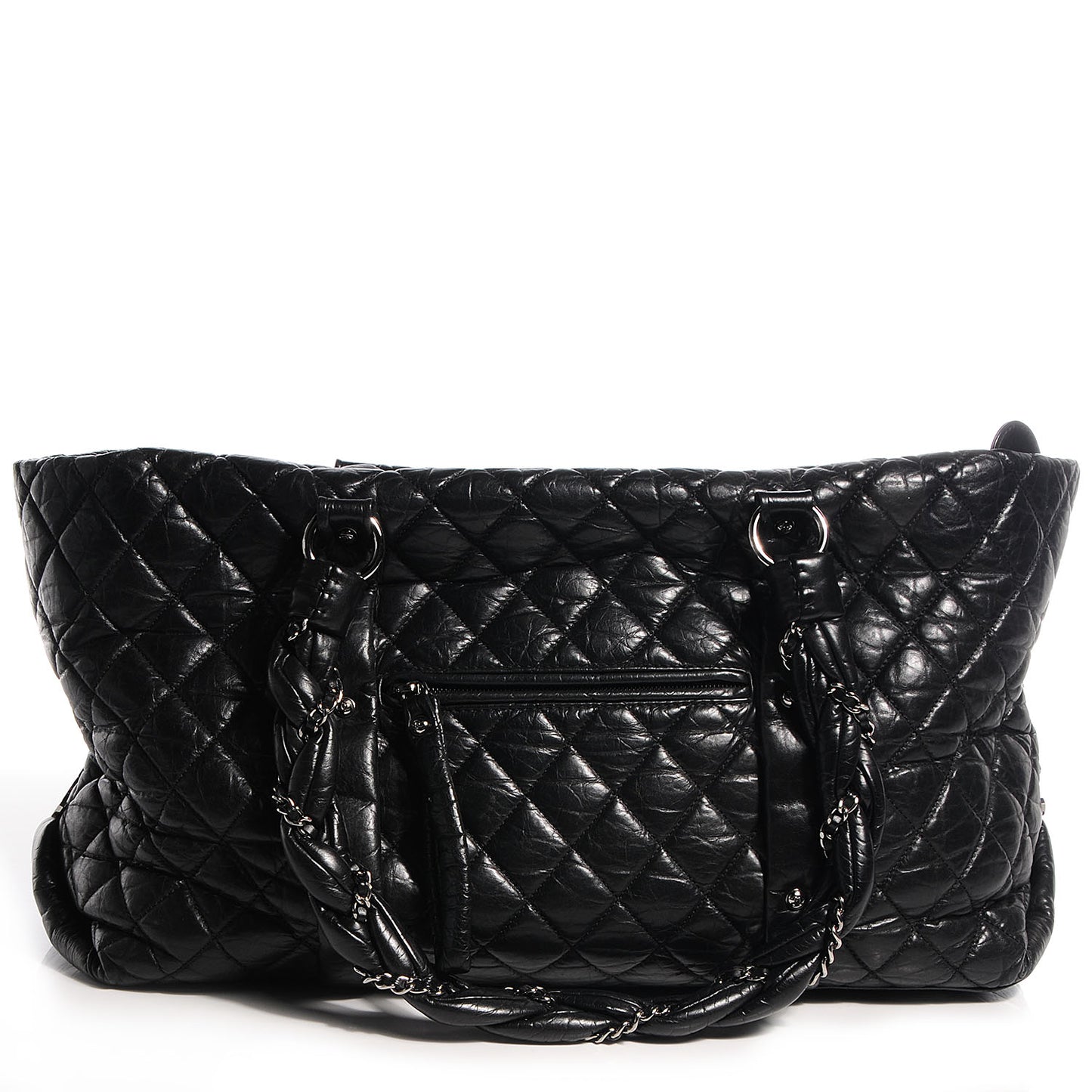 Distressed Lambskin Vintage Ligne Lady Braid XL Tote Black