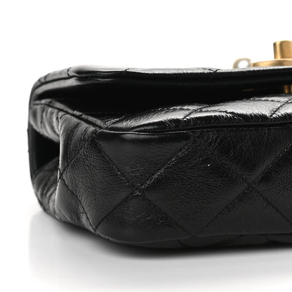 Chanel Glazed Calfskin Quilted Mini Pearl Side Flap Black 8 of 9