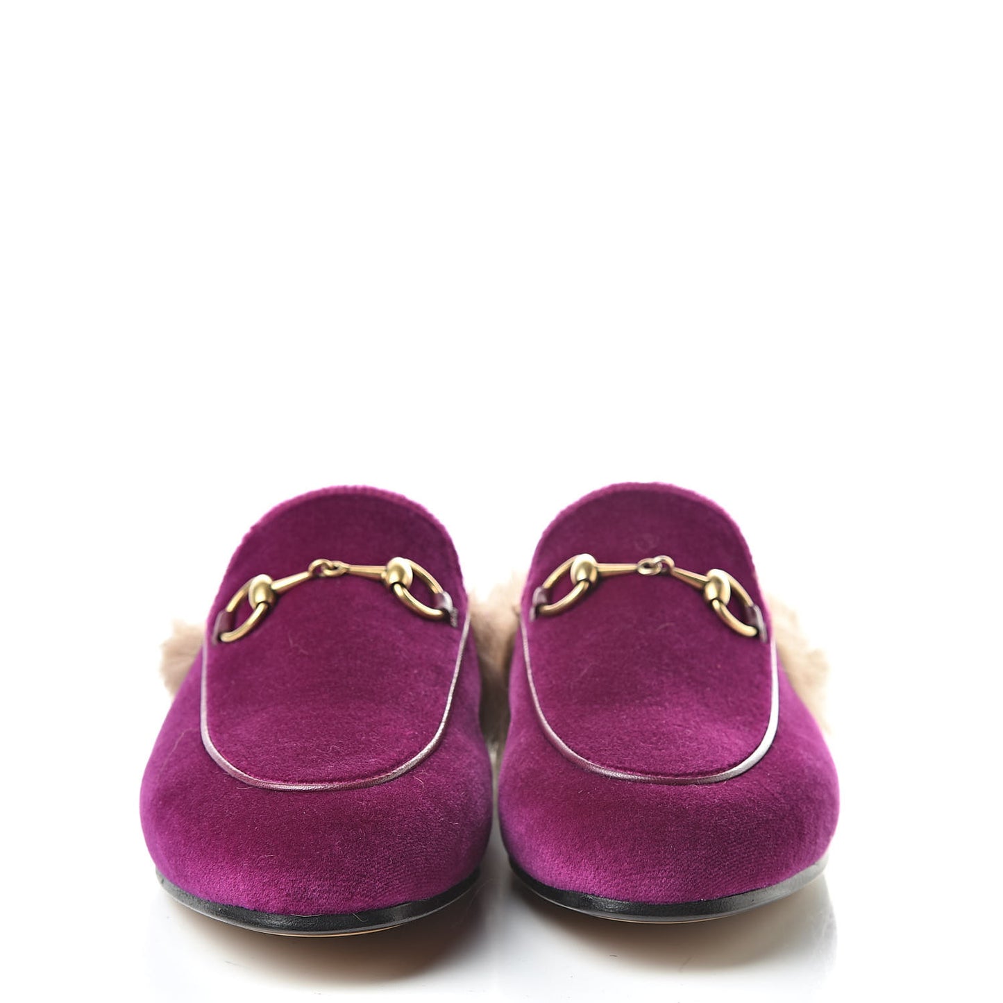 Velvet Fur Womens Princetown Slippers 36 Fucsia Violet Cyclamen Natural