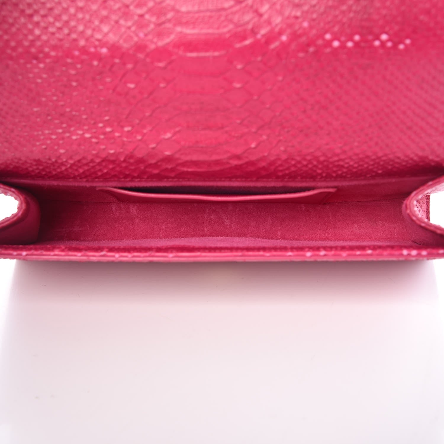 Saint Laurent Python Calfskin Embossed Classic Monogram Tassel Clutch Fuchsia 5 of 6