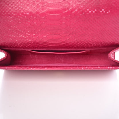 Saint Laurent Python Calfskin Embossed Classic Monogram Tassel Clutch Fuchsia 5 of 6