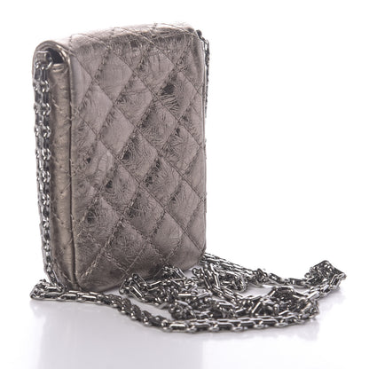 Chanel Metallic Aged Calfskin Quilted 2.55 Reissue Phone Case Dark Silver 3 of 9