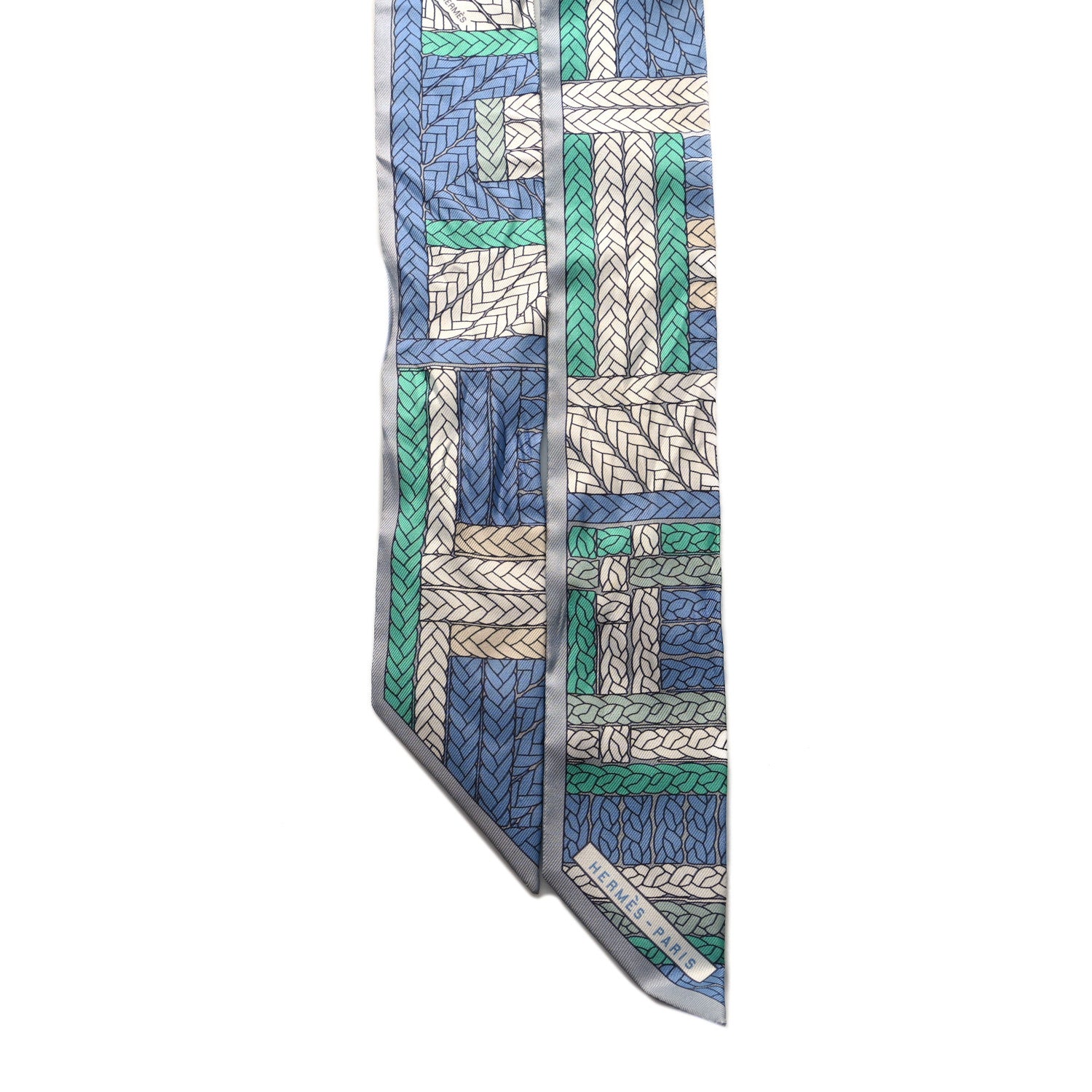 Hermes Silk Tresses H Twilly Bleu Jean Gris Perle 2 of 4