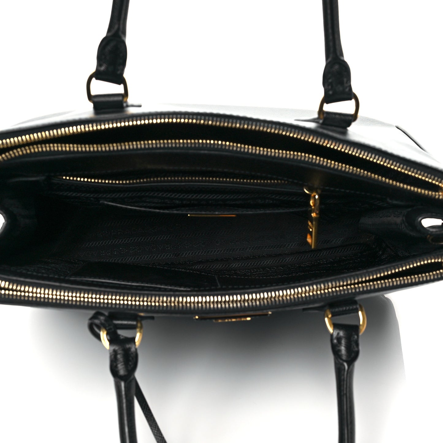 Saffiano Medium Galleria Double Zip Tote Black
