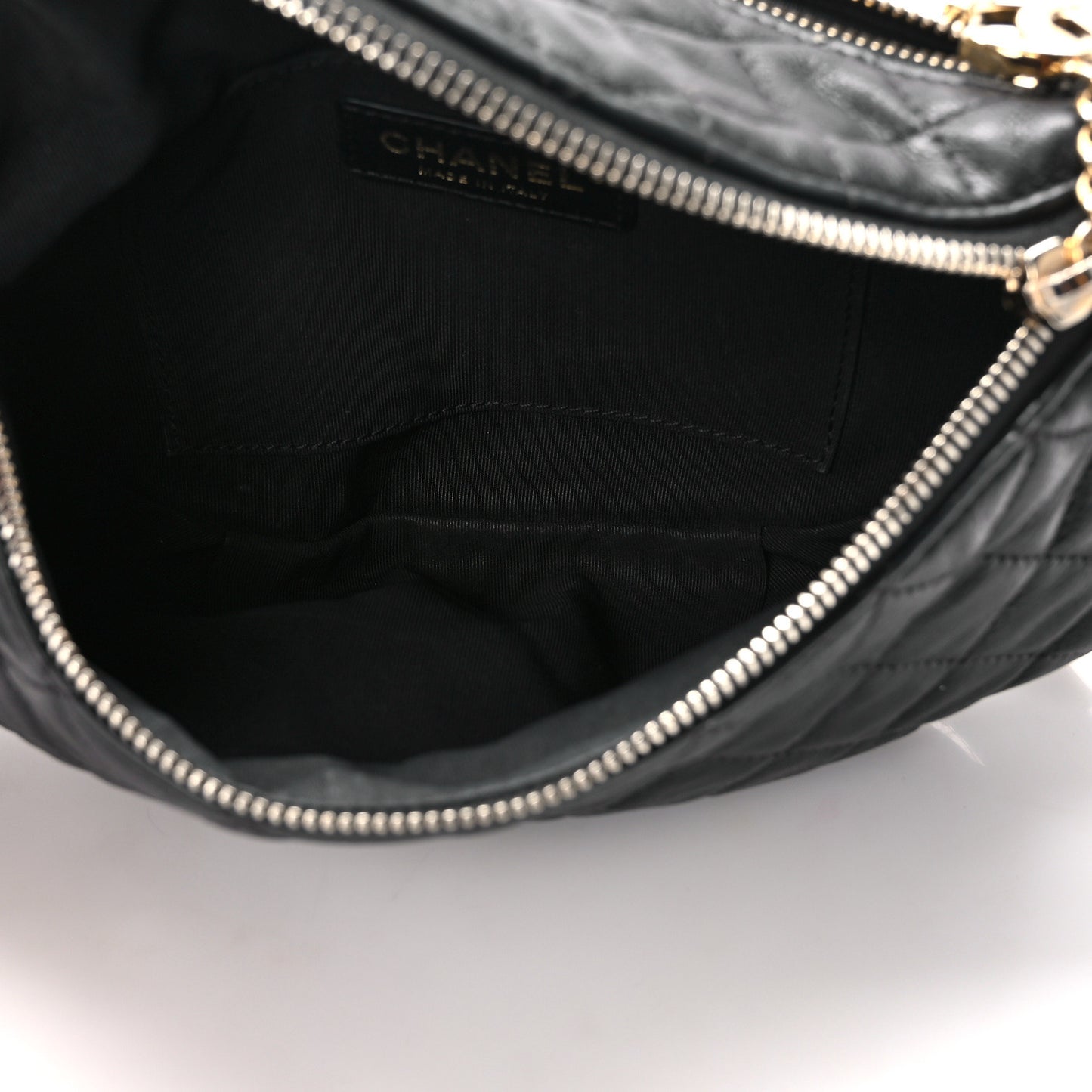 Calfskin Quilted Banane Waist Bag Fanny Pack Black