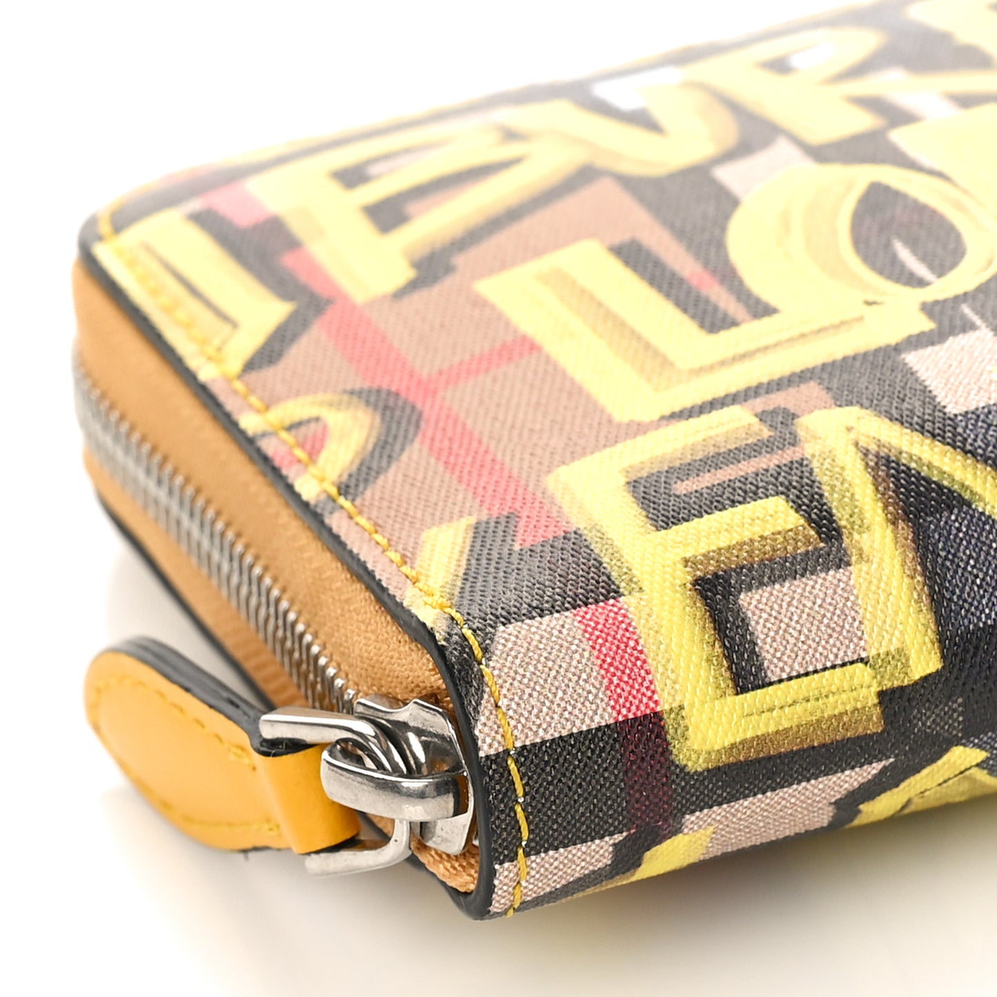 Vintage Check Graffiti Print Zip Around Wallet Yellow