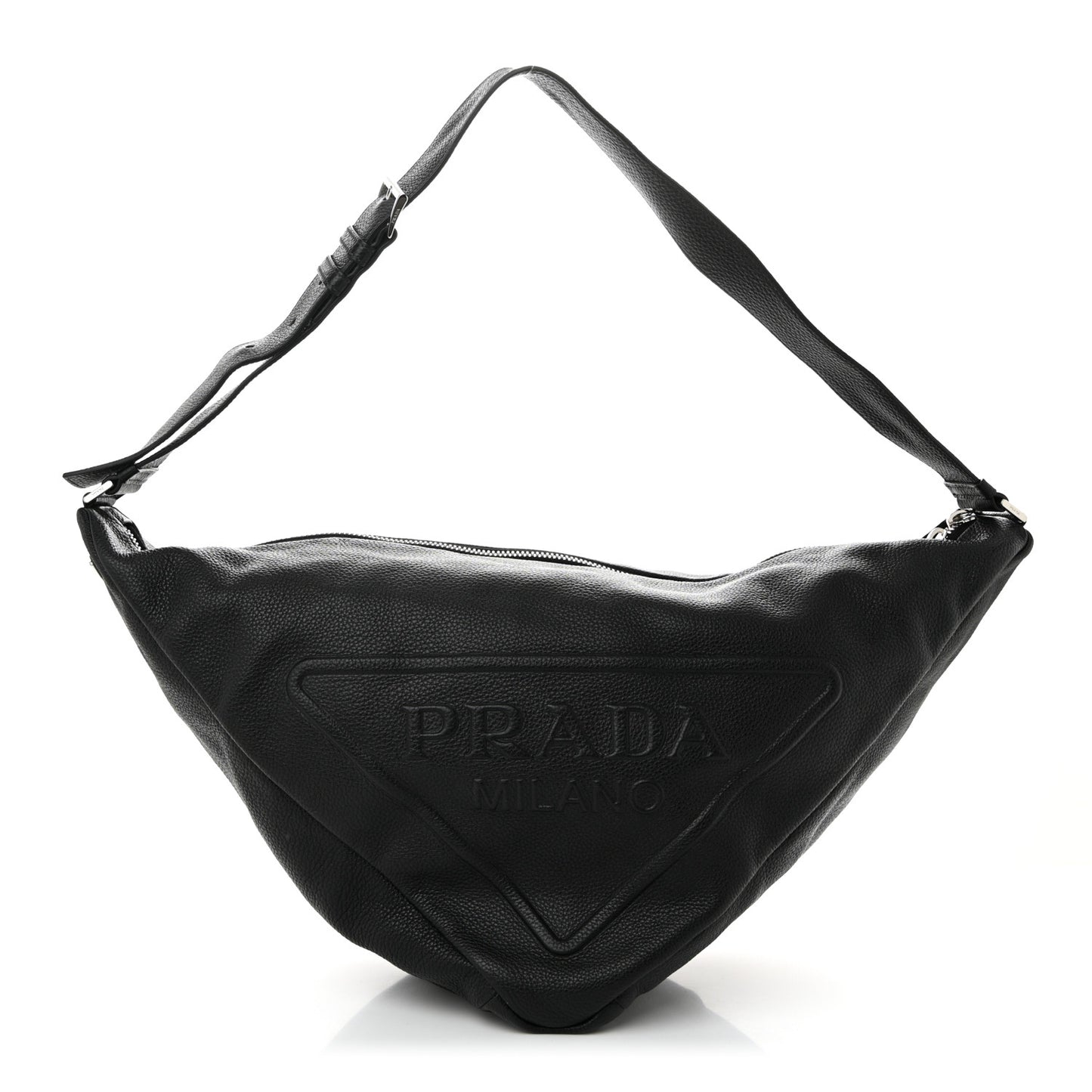 Vitello Daino Triangle Shoulder Bag Black