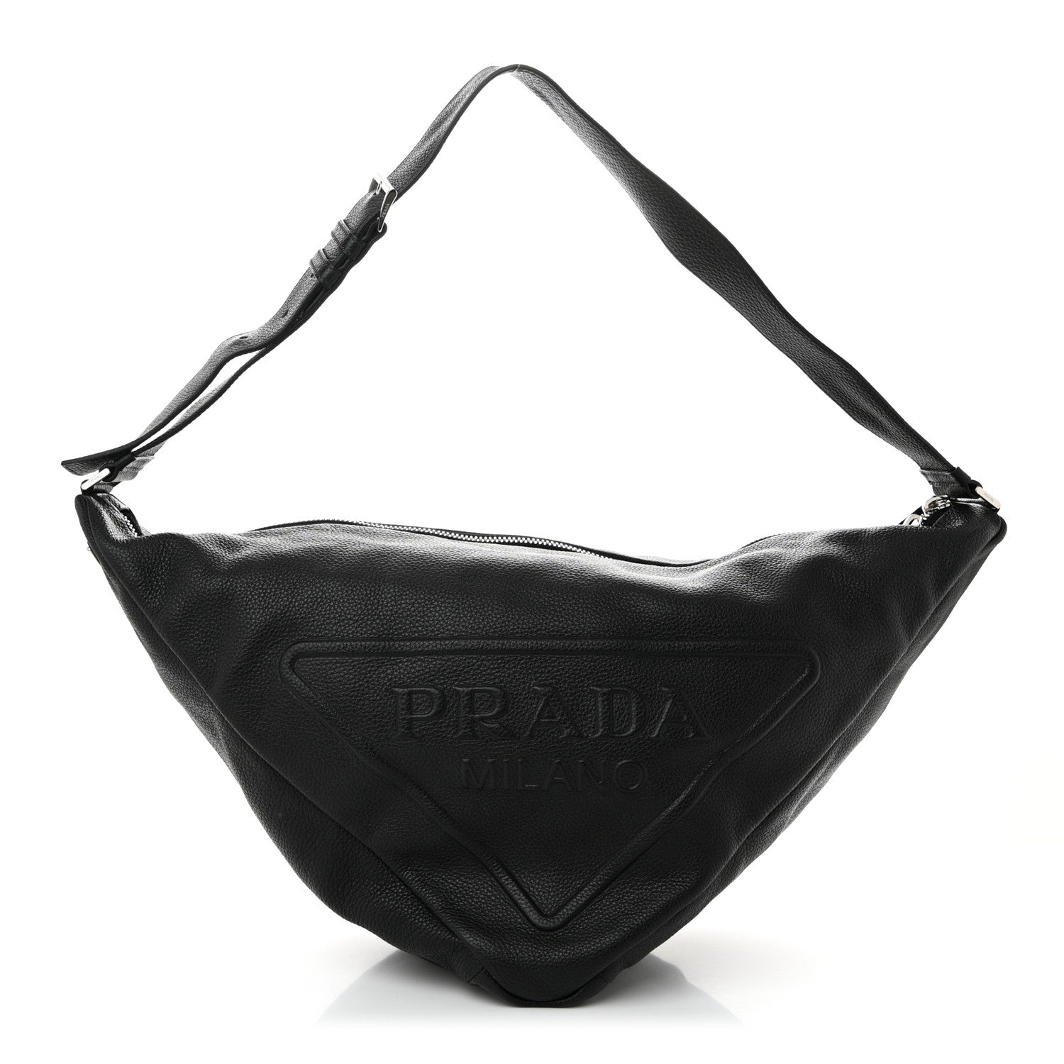 Prada Vitello Daino Triangle Shoulder Bag Black 1 of 10