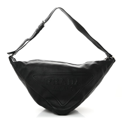 Prada Vitello Daino Triangle Shoulder Bag Black 1 of 10