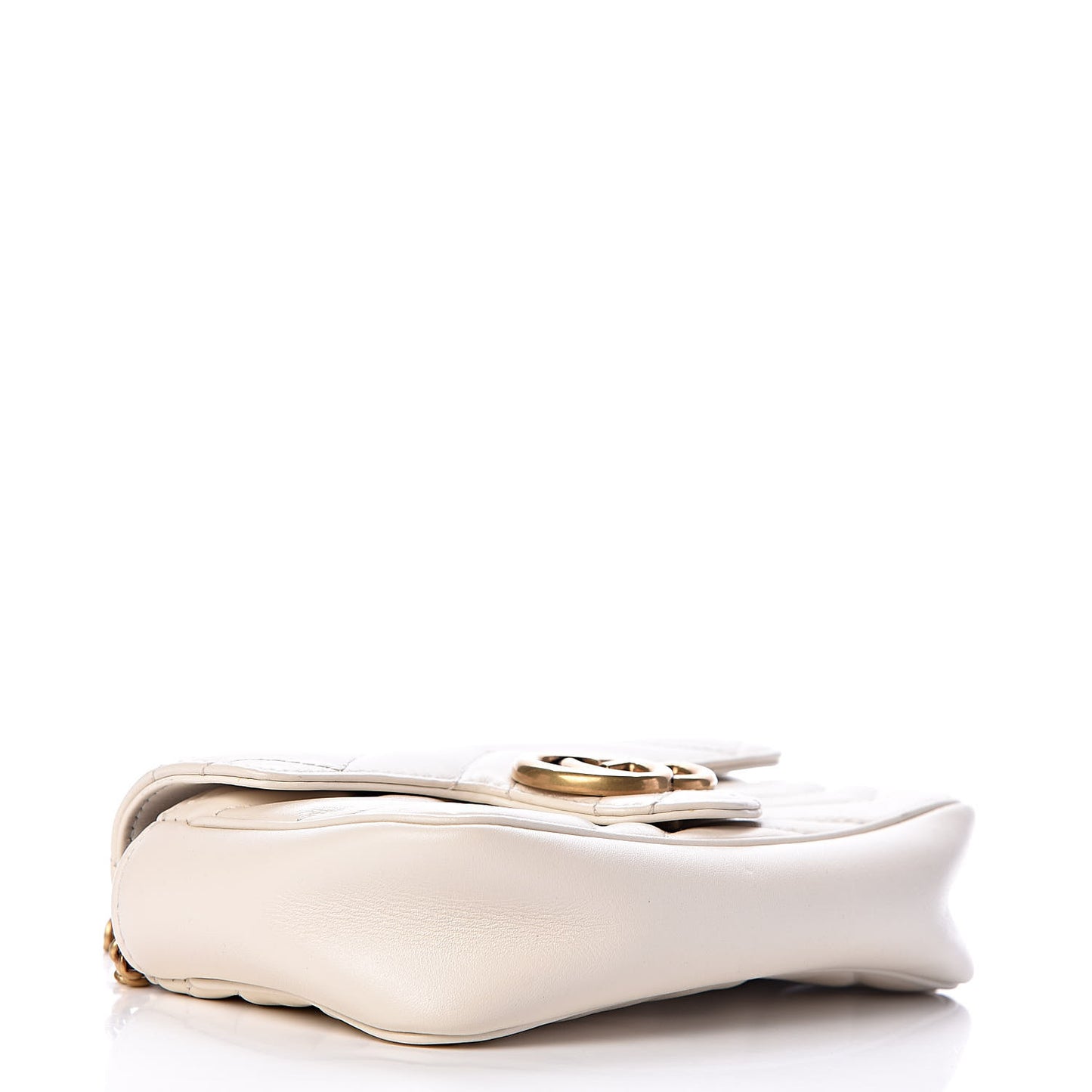 Calfskin Matelasse Super Mini GG Marmont Shoulder Bag White