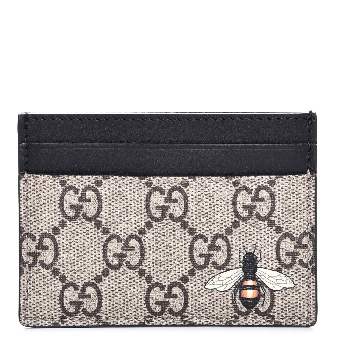 GG Supreme Monogram Bee Print Card Holder Black