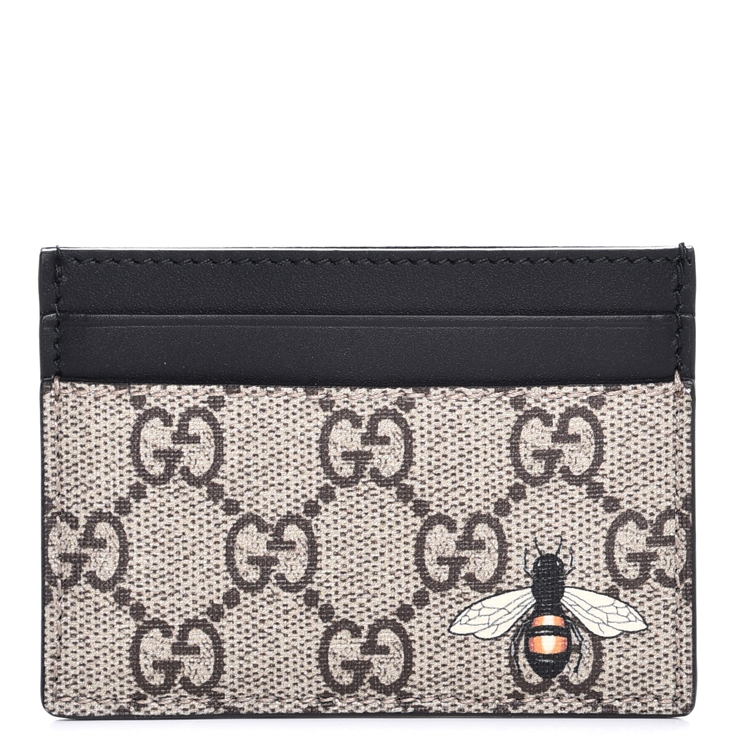 Gucci GG Supreme Monogram Bee Print Card Holder Black 1 of 6