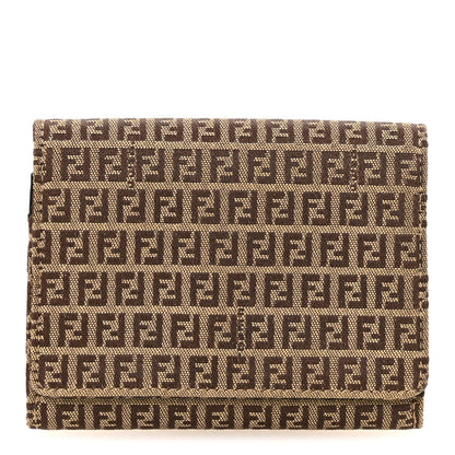 Fendi Zucchino Compact Wallet Toro Mogano Panna 1 of 15