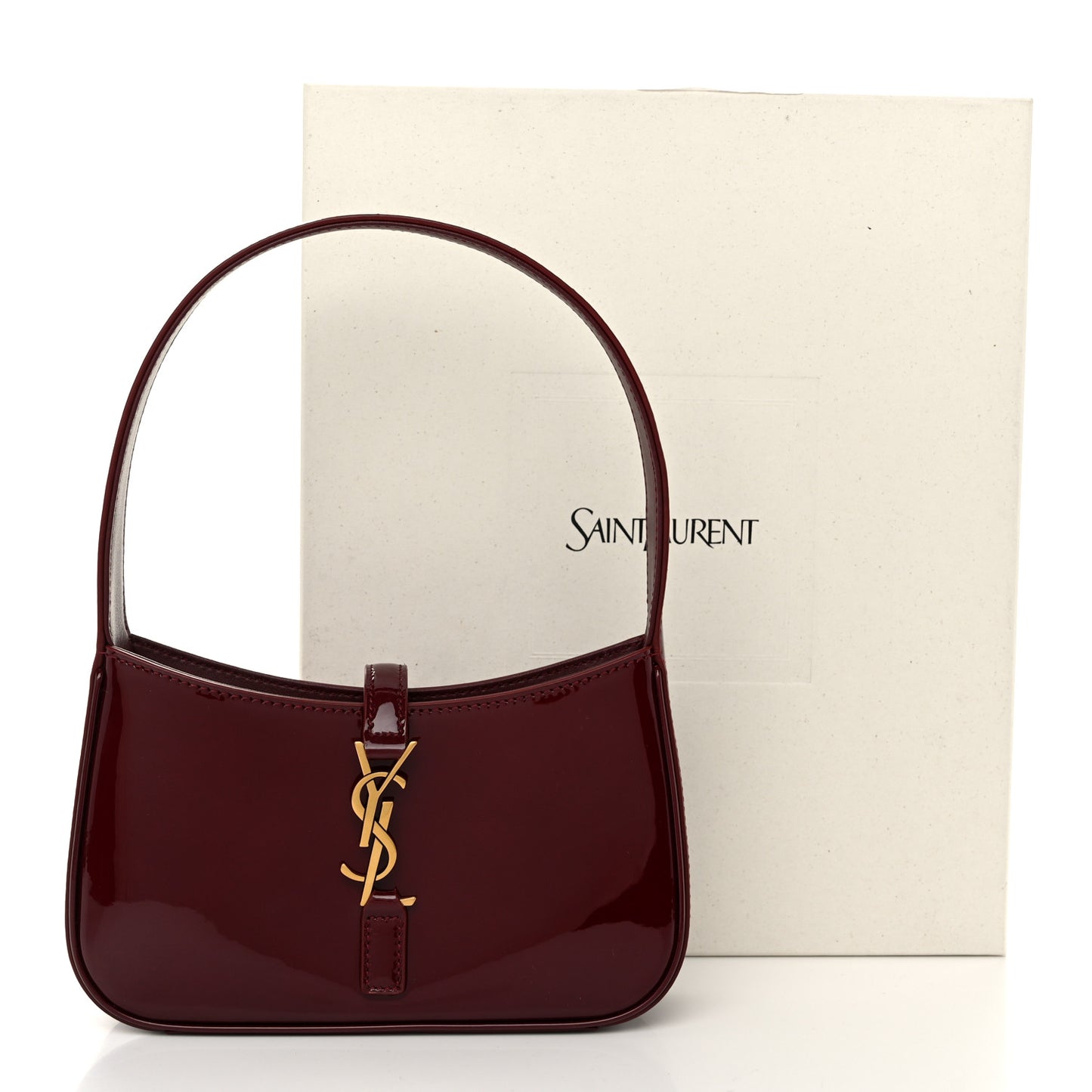 Patent Calfskin Le 5 A 7 Mini Hobo Red Grenat