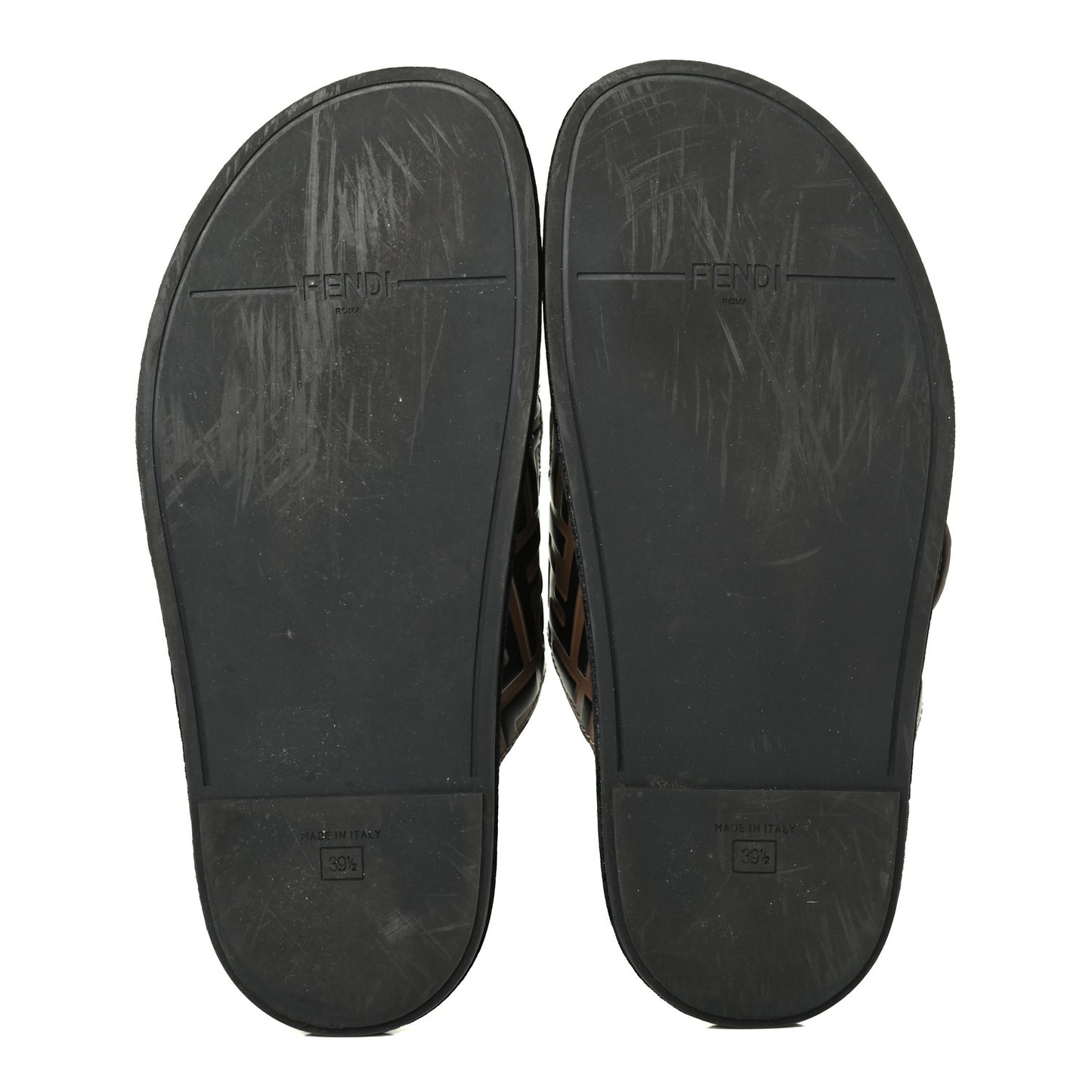 Calfskin FF Embossed Slide Sandals 39.5 Maya Black