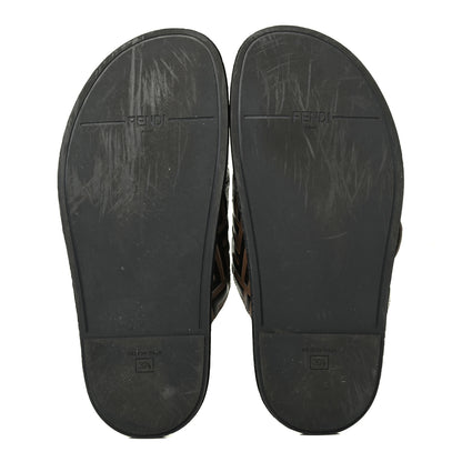 Fendi Calfskin FF Embossed Slide Sandals 39.5 Maya Black 4 of 4