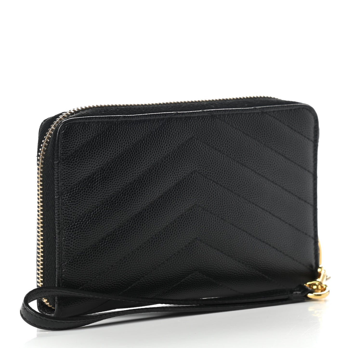 Grain De Poudre Matelasse Chevron Monogram Zip Around Wallet Black