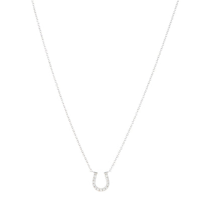 Tiffany 18K White Gold Diamond Mini Metro Horseshoe Pendant Necklace 1 of 5