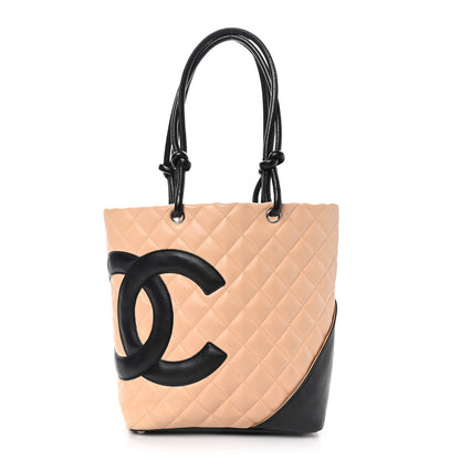 Chanel Calfskin Quilted Medium Cambon Tote Beige Black 1 of 10