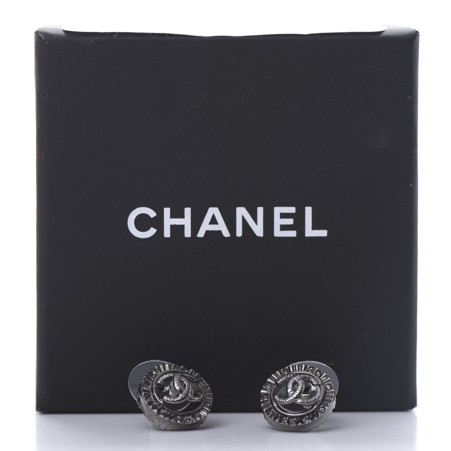 Ruthenium Crystal CC Round Earrings Silver