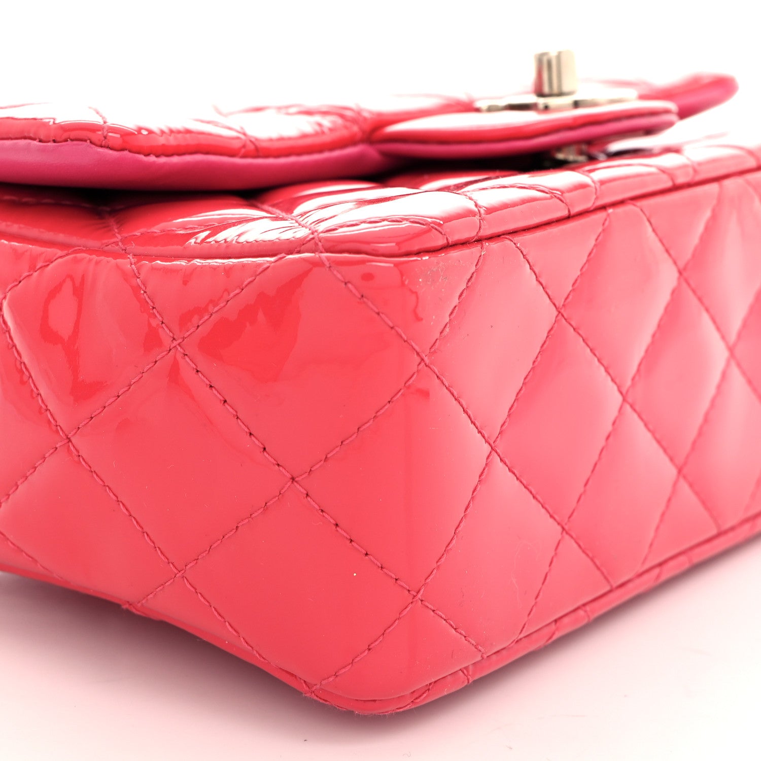 Chanel Patent Calfskin Quilted Mini Rectangular Flap Pink 9 of 10
