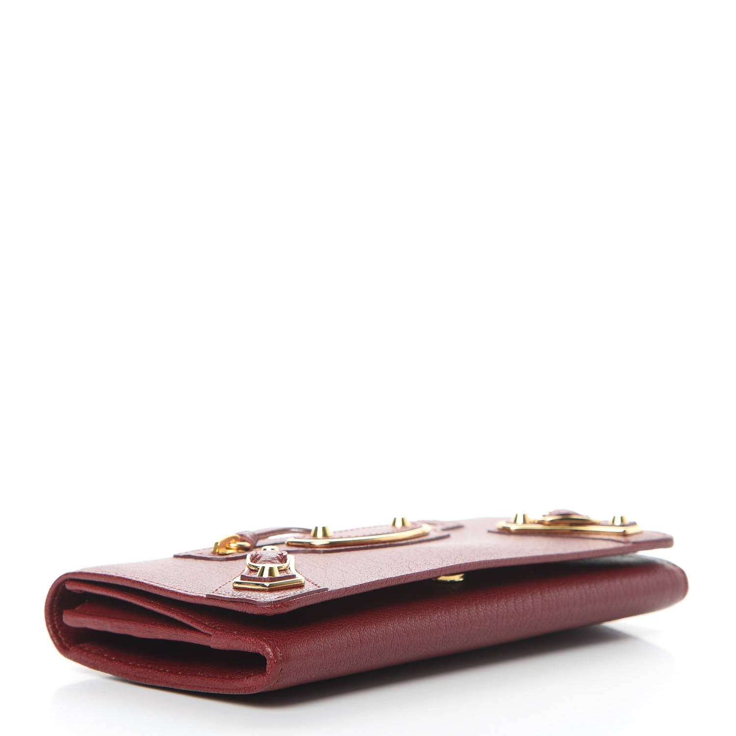 Balenciaga Chevre Gold Metallic Edge Hardware Money Wallet Bordeaux 4 of 8