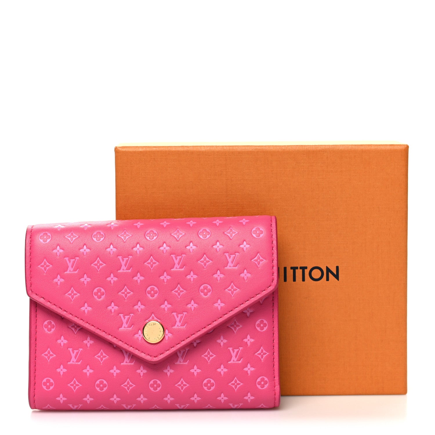 Louis Vuitton Calfskin Nanogram Embossed Victorine Wallet Rose 9 of 9