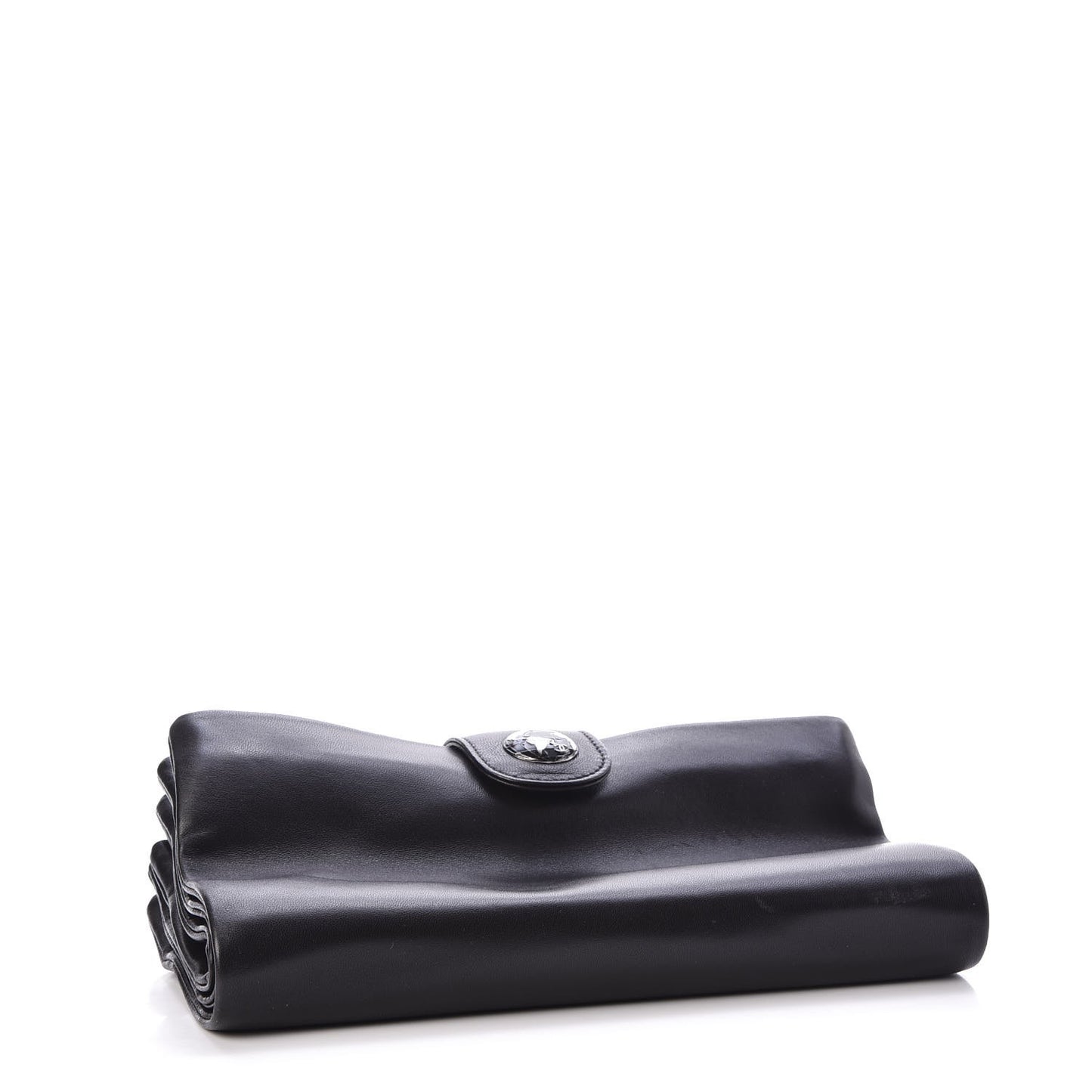Lambskin Accordion Globe Clutch Black