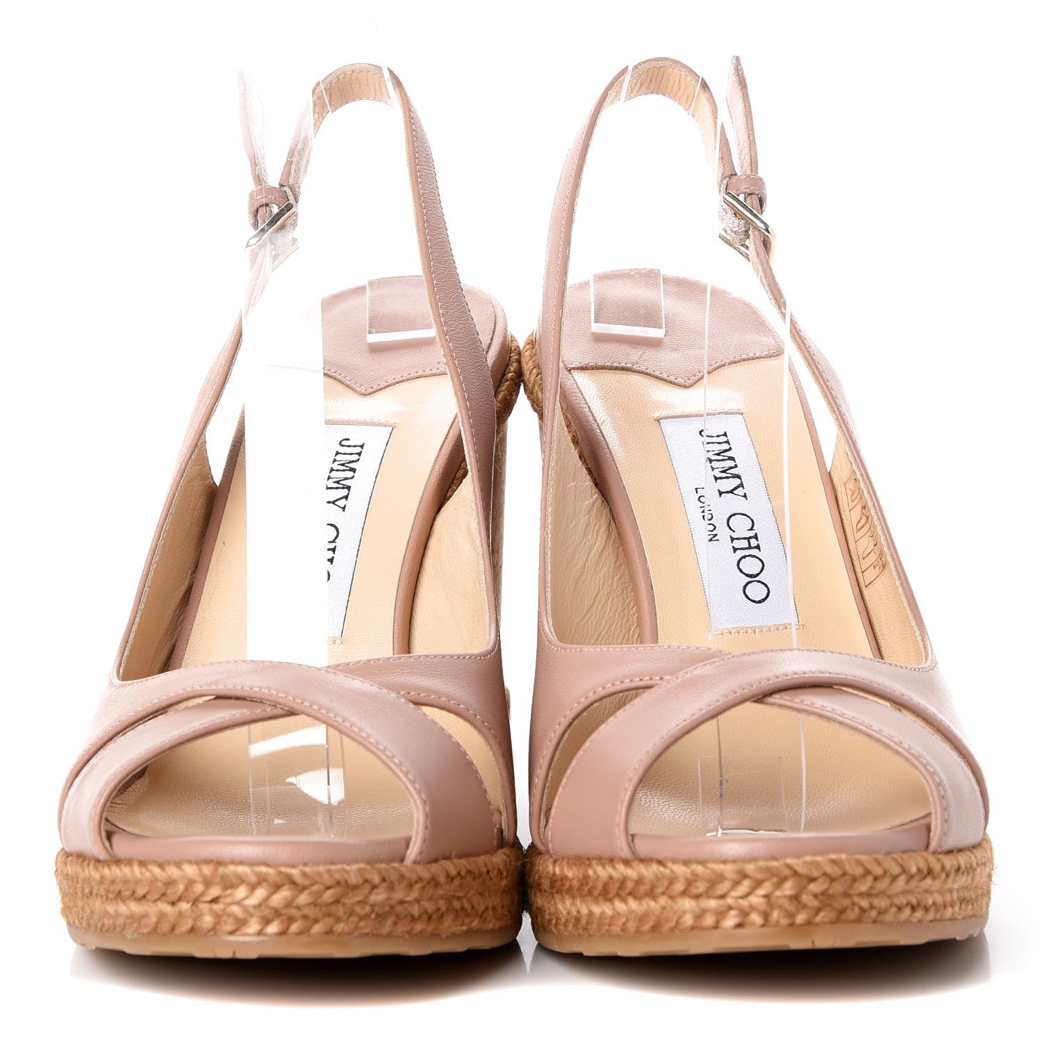 Jimmy Choo Nappa Cork Braided Amely 105 Wedge Sandals 38 Ballet Pink 2 of 10
