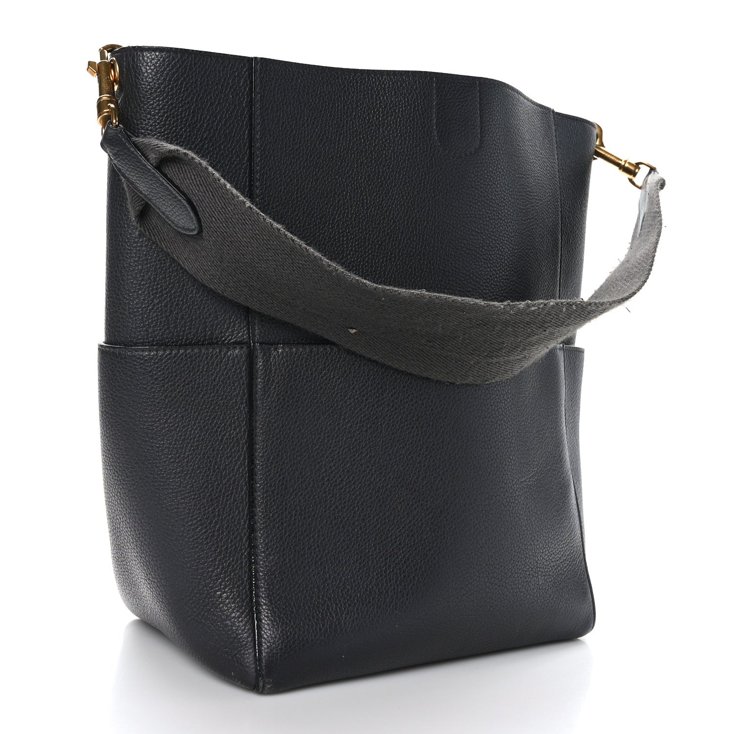 Celine Soft Grained Calfskin Sangle Bucket Bag Grey 3 of 10
