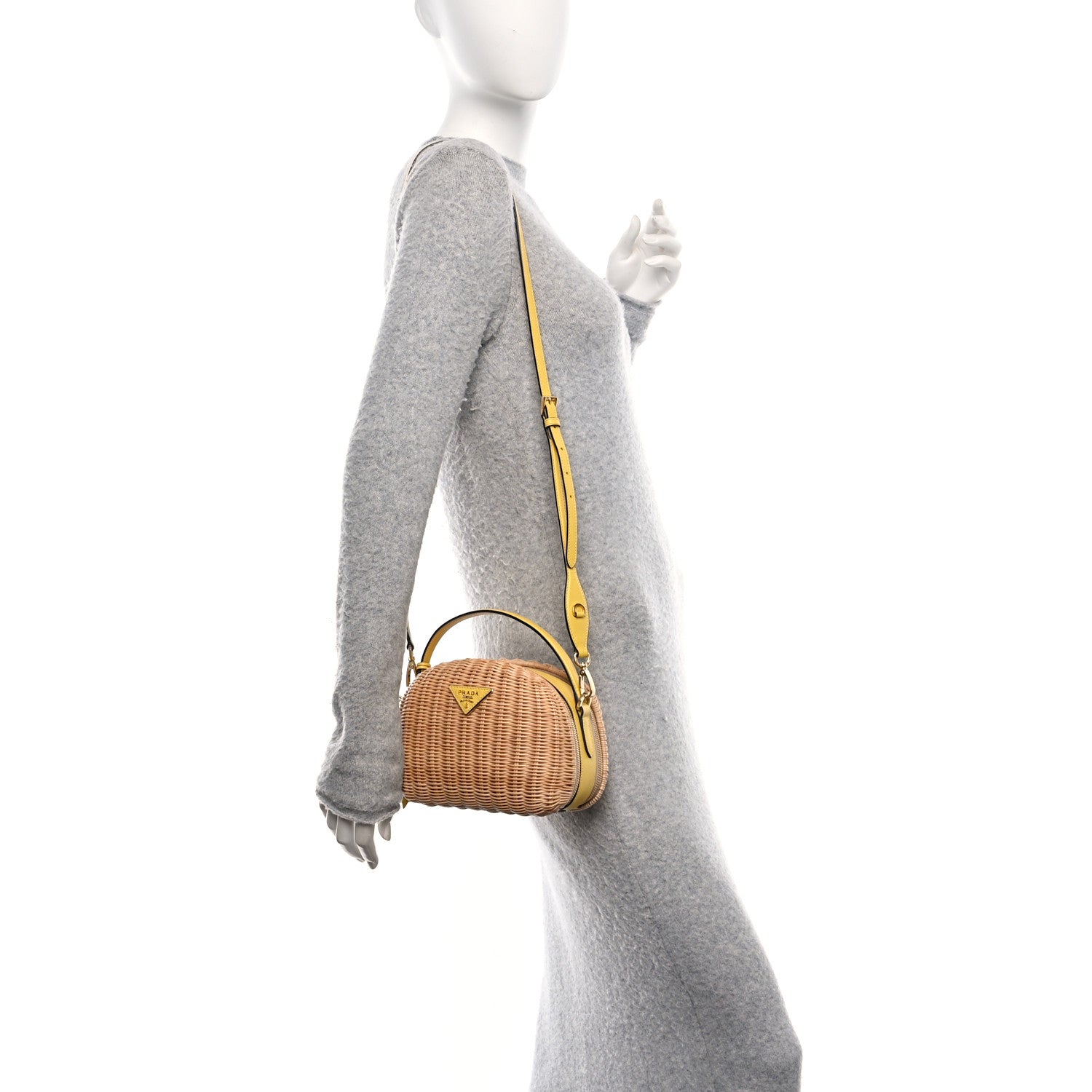 Prada Wicker Saffiano Midolino Odette Top Handle Bag Naturale Sol 2 of 11