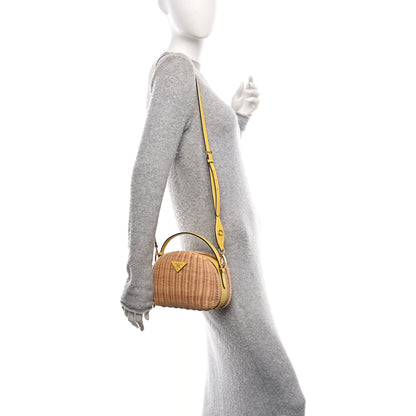 Prada Wicker Saffiano Midolino Odette Top Handle Bag Naturale Sol 2 of 11