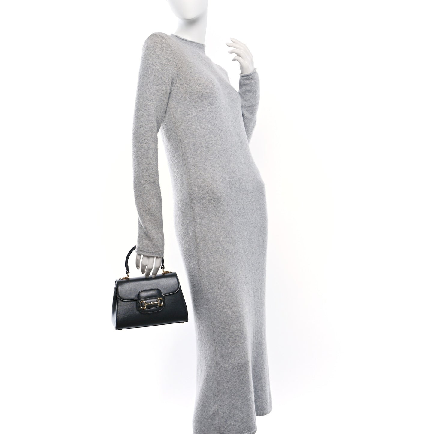 Glazed Textured Calfskin Mini Horsebit 1955 Top Handle Flap Bag Black