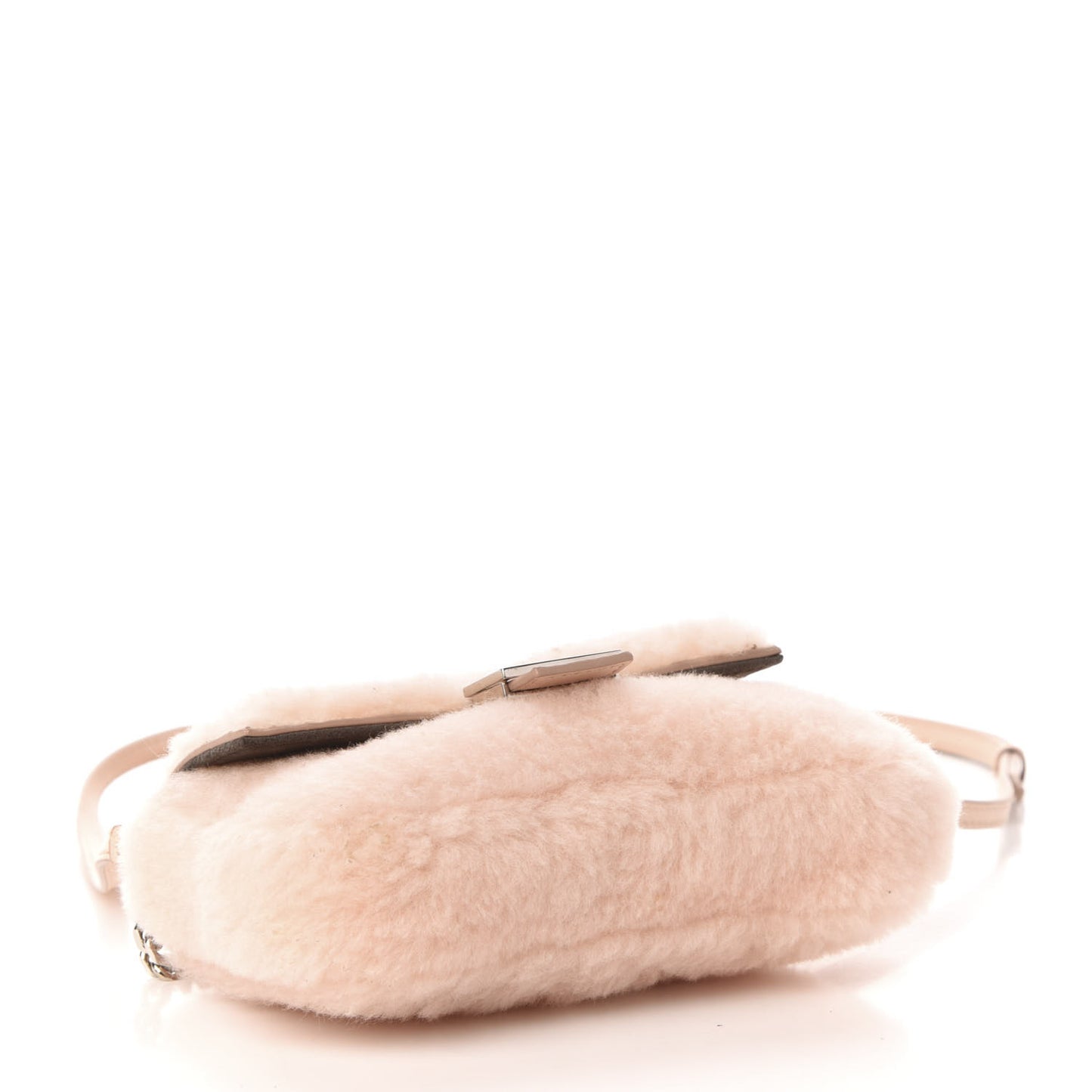Shearling Shiny Nappa Micro Baguette Light Rose