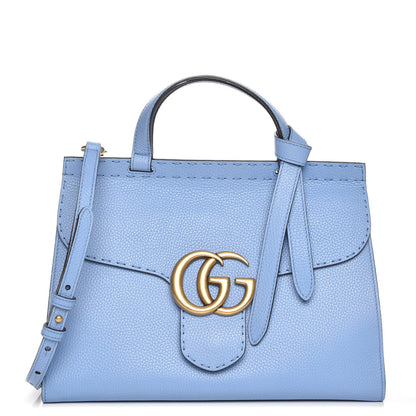 Gucci Calfskin Small GG Marmont Top Handle Bag Clear Sky Blue 1 of 8