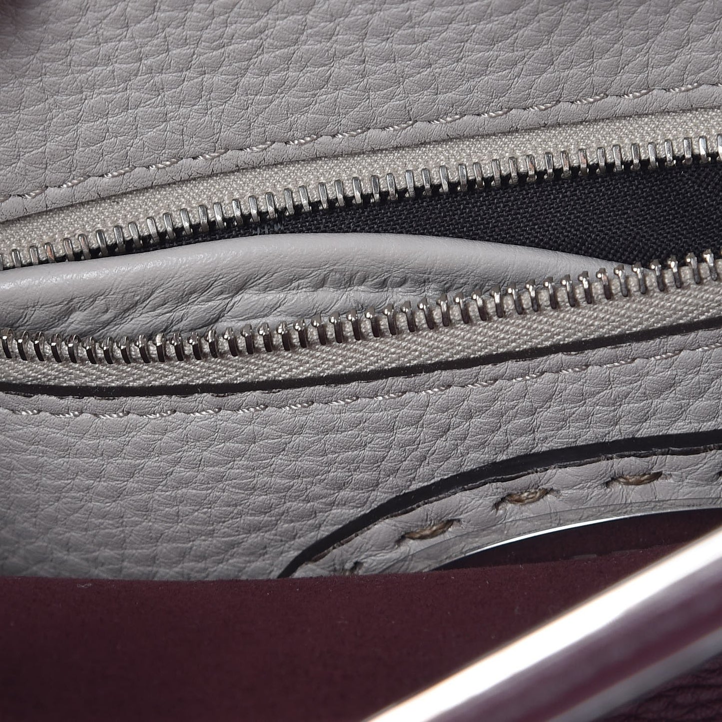 Cuoio Romano Selleria Bi-Color Mini Peekaboo Iconic Satchel Bordeaux Grigio Polvere