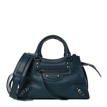 Balenciaga Grained Calfskin Neo Classic Silver Hardware S City Petrol Blue 2 of 8