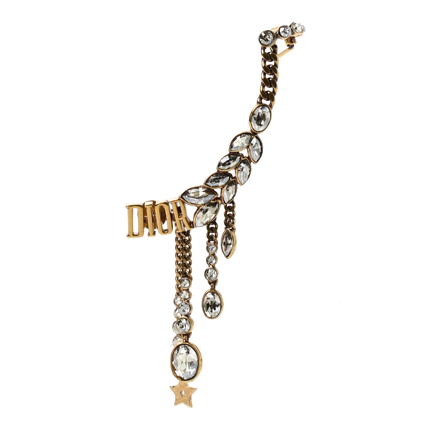 Christian Dior Crystal Metal Logo Dio(r)evolution Earring Aged Gold 1 of 4