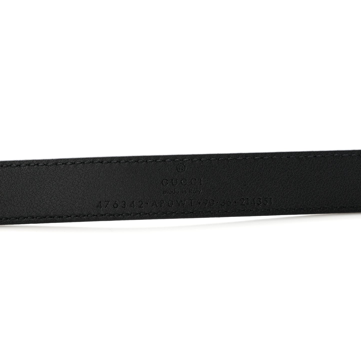 Calfskin Pearl Double G 20mm Belt 90 36 Black Cream