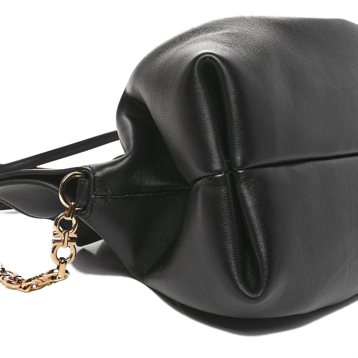 Salvatore Ferragamo Lambskin Medium Dumpling Soft Bag Black 9 of 10
