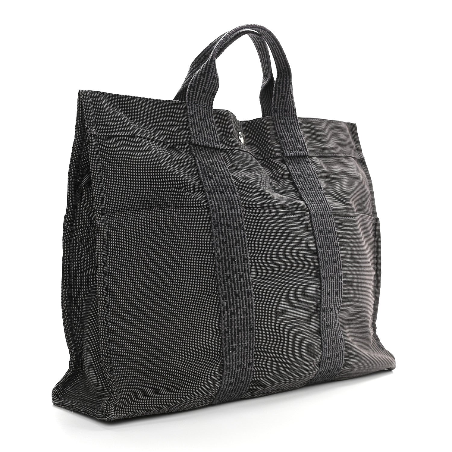 Hermes Canvas Herline MM Tote Grey 2 of 7